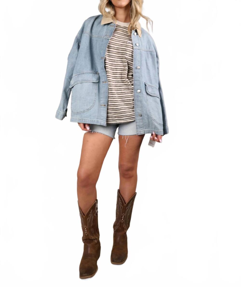 NEW FREE PEOPLE women's lemon denim jacket in berry blues - Picture 3 of 6